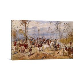 Fox Hunting 1890 (Type: Standard Framed Canvas Print, size: 12" x 8" / 30cm x 20cm (approx))