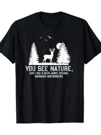 Gifts For Hunters Men, You See Nature Funny Deer Hunting T-Shirt (Color: Black, size: S)