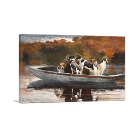 Hunting Dogs in Boat - Waiting for the Start 1889 (Type: Standard Framed Canvas Print, size: 40" x 26" / 100cm x 65cm (approx))