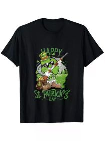 Happy Patrick'S Day Costume Hunting Four-Leaf Clover T-Shirt (Color: Black, size: M)