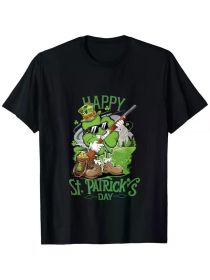 Happy Patrick'S Day Costume Hunting Four-Leaf Clover T-Shirt (Color: Black, size: L)