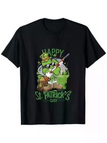 Happy Patrick'S Day Costume Hunting Four-Leaf Clover T-Shirt (Color: Black, size: XXL)