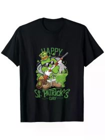 Happy Patrick'S Day Costume Hunting Four-Leaf Clover T-Shirt (Color: Black, size: XXXL)