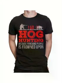 HOG HUNTING Alphabet Pattern Trendy Frontline Personalized Flat Print Men'S T-shirt 100% Cotton Comfortable Summer (Color: Black, size: XXL)