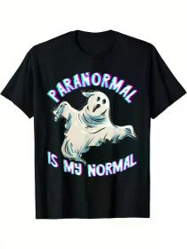 Paranormal Is My Normal Hunting Ghost Hunting Ghost Hunter T-Shirt Halloween Printed T-Shirt (Color: Black, size: XXXL)