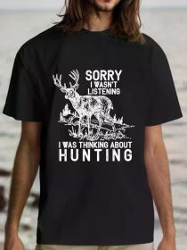 Men'S Comfortable Cotton Hunting T-Shirt - Funny Deer Hunter Design, Short Sleeve, Crew Neck, Casual Summer Tee (Color: Black, size: XL)