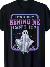 Men's Retro Hunting T-Shirt - "It's Right Behind Me, Isn't It?" Design, 100% Cotton, Casual Fit, All-Season Wear, Black with (Color: Black, size: XXXL)