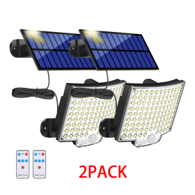 Solar Outdoor Lights Waterproof, LED Security Lights With 16.5 Ft Cable, Motion Sensor Lights, Flood Light For Streets, Courtyards,Parking Garages (Option: 2PCS)